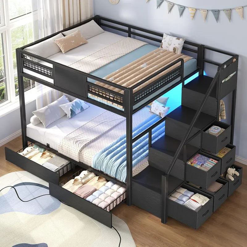 BTHFST Bunk Bed Full Over Full with Stairs