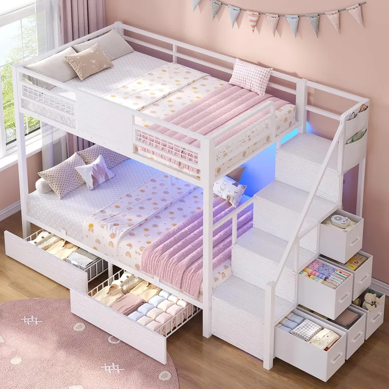 BTHFST Bunk Bed Twin Over Twin with Stairs